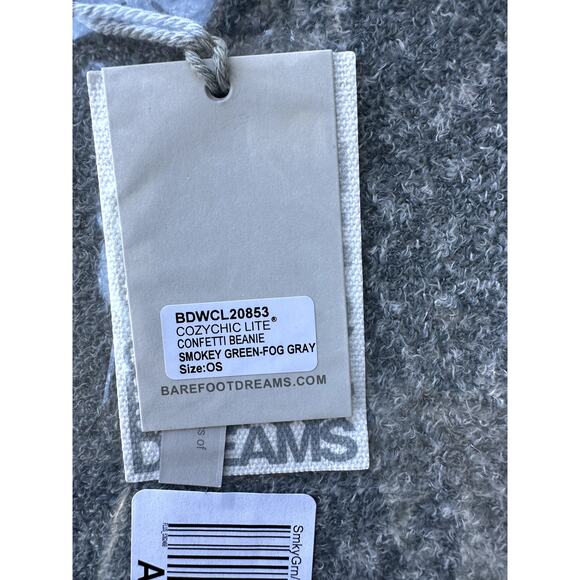 NWT Barefoot Dreams CozyChic Lite Confetti Beanie Smokey Green Fog Gray OS - Picture 3 of 3